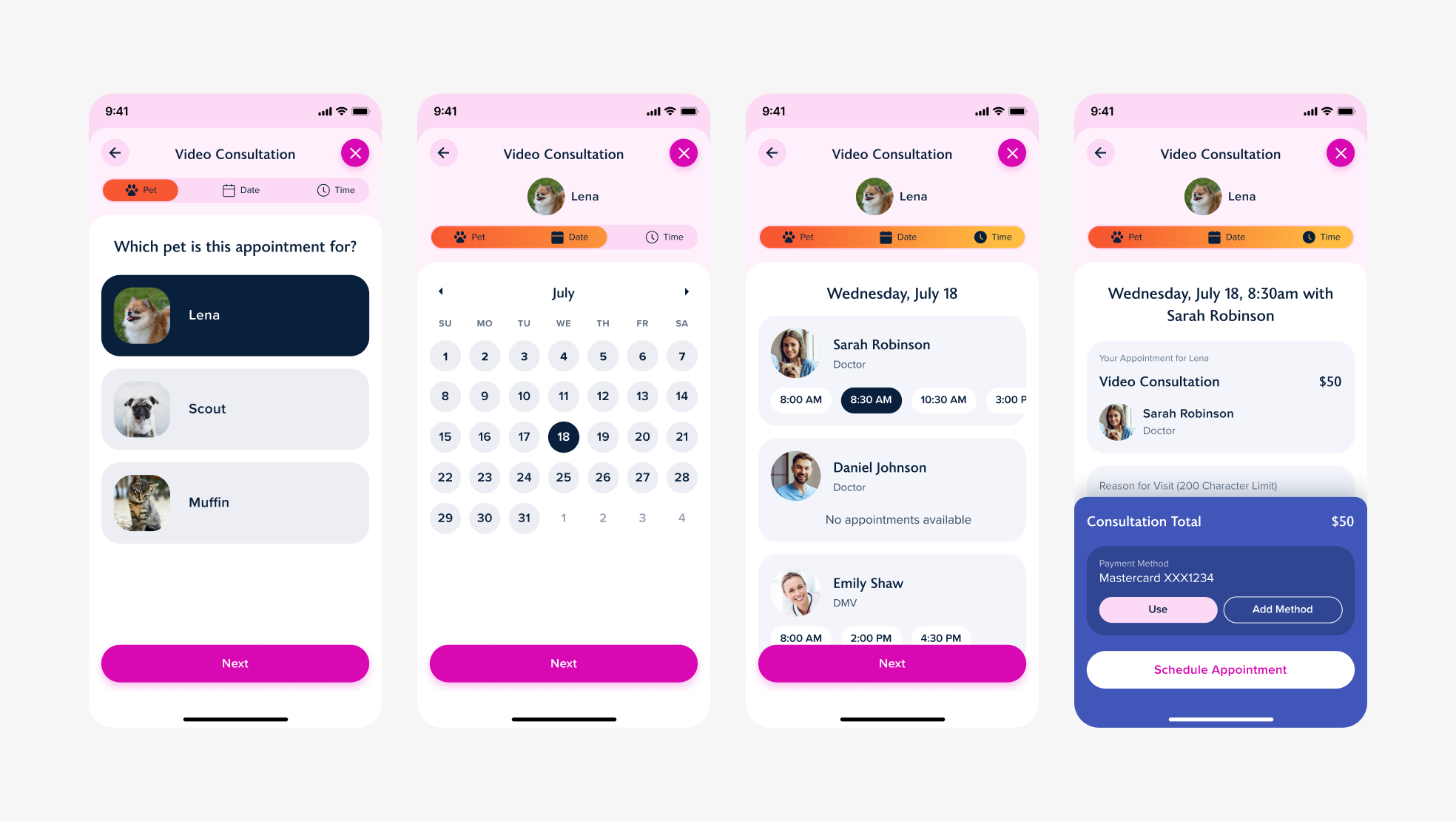 Video Consultation appointment booking flow.