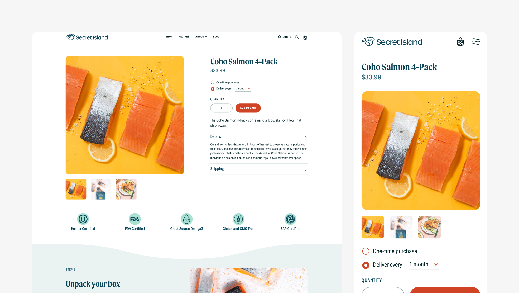 Desktop and mobile views of Product Profile to show responsive design.